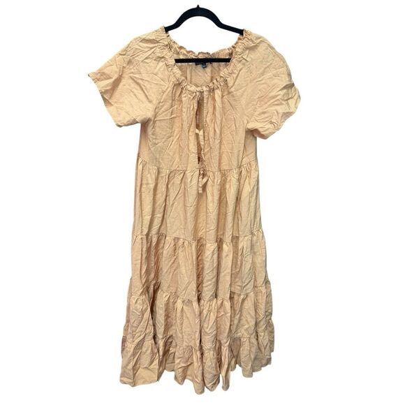 Lulus Present Moment Light Orange Bow Front Tiered Maxi Dress Small - Picture 6 of 15